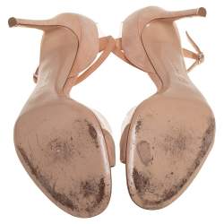 Pre Owned Gianvito Rossi Beige Suede And PVC Ankle Strap Sandals Size 40.5