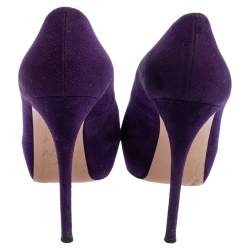 Gianvito Rossi Purple Suede Peep Toe Platform Pumps Size 39.5
