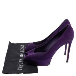 Gianvito Rossi Purple Suede Peep Toe Platform Pumps Size 39.5