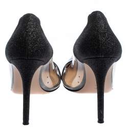 Pre Owned Gianvito Rossi Black Patent Leather And PVC Plexi Pumps Size 38