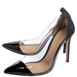 Pre Owned Gianvito Rossi Black Patent Leather And PVC Plexi Pumps Size 38