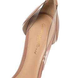 Pre Owned Gianvito Rossi Blush Pink Patent Leather And PVC Plexi Pointed Toe Pumps Size 36.5