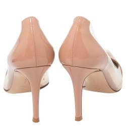 Pre Owned Gianvito Rossi Blush Pink Patent Leather And PVC Plexi Pointed Toe Pumps Size 36.5