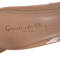 Pre Owned Gianvito Rossi Beige Patent Leather Portofino Ankle Strap Sandals Size 37