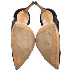 Pre Owned Gianvito Rossi Black Suede and Mesh Pointed Toe Pumps Size 39