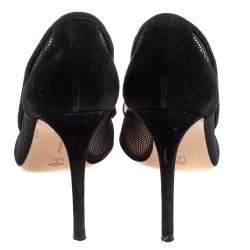 Pre Owned Gianvito Rossi Black Suede and Mesh Pointed Toe Pumps Size 39