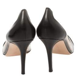 Pre Owned Gianvito Rossi Black Leather And PVC Plexi  Pumps Size 40.5