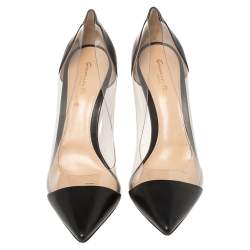 Pre Owned Gianvito Rossi Black Leather And PVC Plexi  Pumps Size 40.5