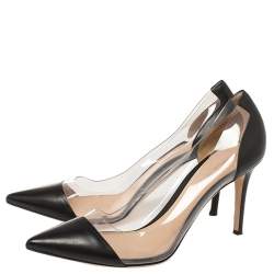 Pre Owned Gianvito Rossi Black Leather And PVC Plexi  Pumps Size 40.5