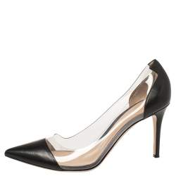 Pre Owned Gianvito Rossi Black Leather And PVC Plexi  Pumps Size 40.5