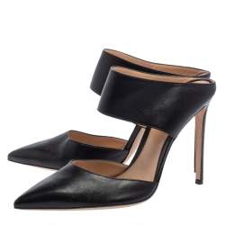 Pre Owned Gianvito Rossi Black Leather Mule Sandals Size 42