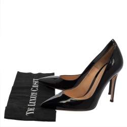 Pre Owned Gianvito Rossi Black Patent Leather Pointed Toe Pumps Size 37.5