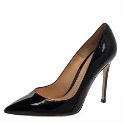 Pre Owned Gianvito Rossi Black Patent Leather Pointed Toe Pumps Size 37.5
