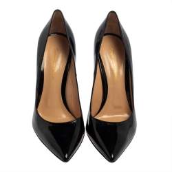 Pre Owned Gianvito Rossi Black Patent Leather Pointed Toe Pumps Size 37.5