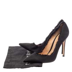 Pre Owned Gianvito Rossi Black Canvas Fringe Trim Pointed Toe Pumps Size 41