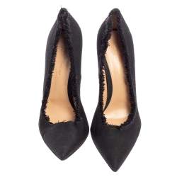Pre Owned Gianvito Rossi Black Canvas Fringe Trim Pointed Toe Pumps Size 41