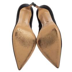 Pre Owned Gianvito Rossi Black Canvas Fringe Trim Pointed Toe Pumps Size 41