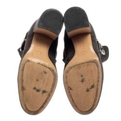 Pre Owned Gianvito Rossi Dark Grey Suede Buckle Detail Ankle Boots Szie 36.5