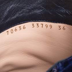 Pre Owned Gianvito Rossi Blue Velvet Rolling 85 Ankle Boots Size 36