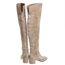 Pre Owned Gianvito Rossi Beige Suede Knee High Boots Size 36