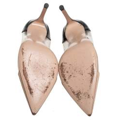 Pre Owned Gianvito Rossi Two Tone Patent Leather and PVC Plexi Pumps Size 38.5