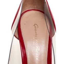 Pre Owned Gianvito Rossi Red Patent Leather and PVC Plexi Pumps Size 37.5