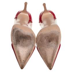 Pre Owned Gianvito Rossi Red Patent Leather and PVC Plexi Pumps Size 37.5