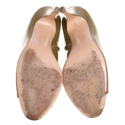 Gianvito Rossi Olive Green Patent Leather Open Toe Booties Size 39