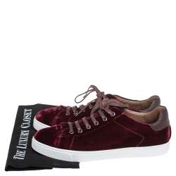 Pre Owned Gianvito Rossi Burgundy Velvet Low Top  Sneakers Size 39