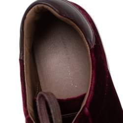 Pre Owned Gianvito Rossi Burgundy Velvet Low Top  Sneakers Size 39