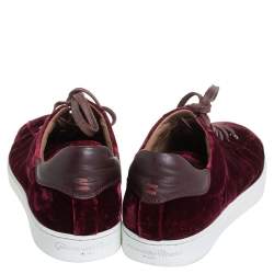 Pre Owned Gianvito Rossi Burgundy Velvet Low Top  Sneakers Size 39