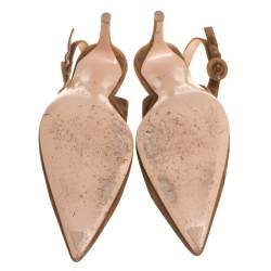 Pre Owned Gianvito Rossi Brown Suede Slingback Pumps Size 37.5