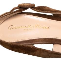 Pre Owned Gianvito Rossi Brown Suede Slingback Pumps Size 37.5