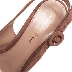 Pre Owned Gianvito Rossi Beige Suede Anna Slingback Sandals Size 36.5
