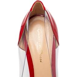 Pre Owned Gianvito Rossi Red Patent Leather And PVC Plexi Pointed Toe Pumps Size 40