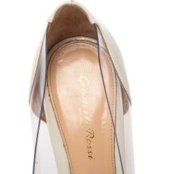 Pre Owned Gianvito Rossi White Patent Leather And PVC Plexi Pointed Toe Pumps Size 40