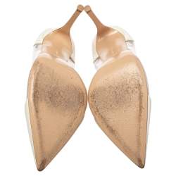 Pre Owned Gianvito Rossi White Patent Leather And PVC Plexi Pointed Toe Pumps Size 40