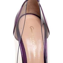 Pre Owned Gianvito Rossi Purple Leather And PVC Plexi Pointed Toe Pumps Size 38