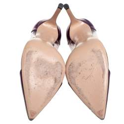 Pre Owned Gianvito Rossi Purple Leather And PVC Plexi Pointed Toe Pumps Size 38