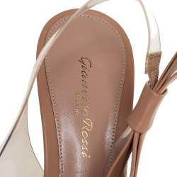 Pre Owned Gianvito Rossi Beige Leather And PVC Slingback Sandals Size 38