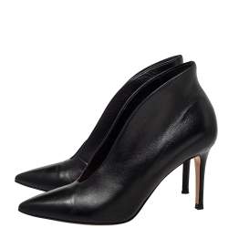 Pre Owned Gianvito Rossi Black Leather Vamp Boots Size 37