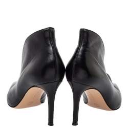 Pre Owned Gianvito Rossi Black Leather Vamp Boots Size 37