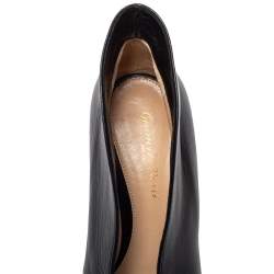 Pre Owned Gianvito Rossi Black Leather Vamp Boots Size 37