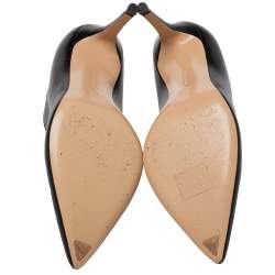 Pre Owned Gianvito Rossi Black Leather Vamp Boots Size 37