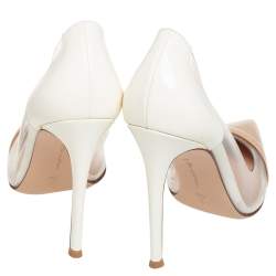 Pre Owned Gianvito Rossi Off White/Beige Patent Leather And PVC Plexi  Pumps Size 37