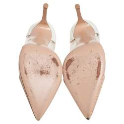Pre Owned Gianvito Rossi Off White/Beige Patent Leather And PVC Plexi  Pumps Size 37