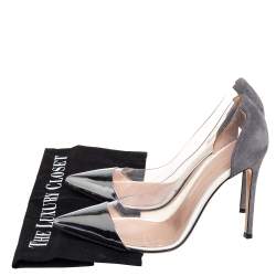 Pre Owned Gianvito Rossi Silver/Grey PVC And Leather Pointed Toe Pumps Size 39