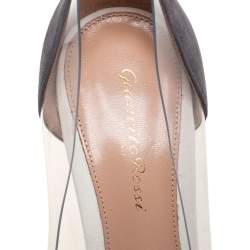 Pre Owned Gianvito Rossi Silver/Grey PVC And Leather Pointed Toe Pumps Size 39