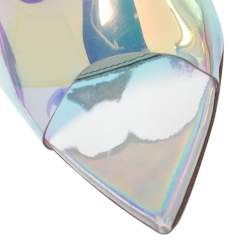 Pre Owned Gianvito Rossi Iridescent PVC And Foil Leather Elle Slide Sandals Size 37.5