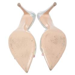 Pre Owned Gianvito Rossi Iridescent PVC And Foil Leather Elle Slide Sandals Size 37.5